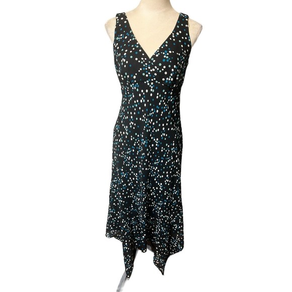 Jonathan Martin Polka Dot Sleeveless Fit & Flare Asymmetrical Hem Lined Dress 6 - Picture 1 of 10